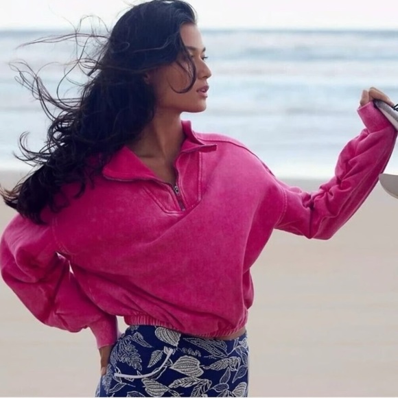FP Movement by Free People Tops - FP MOVEMENT Valley Girl 1/4 Zip Sweatshirt Pullover NWT Punch Crush